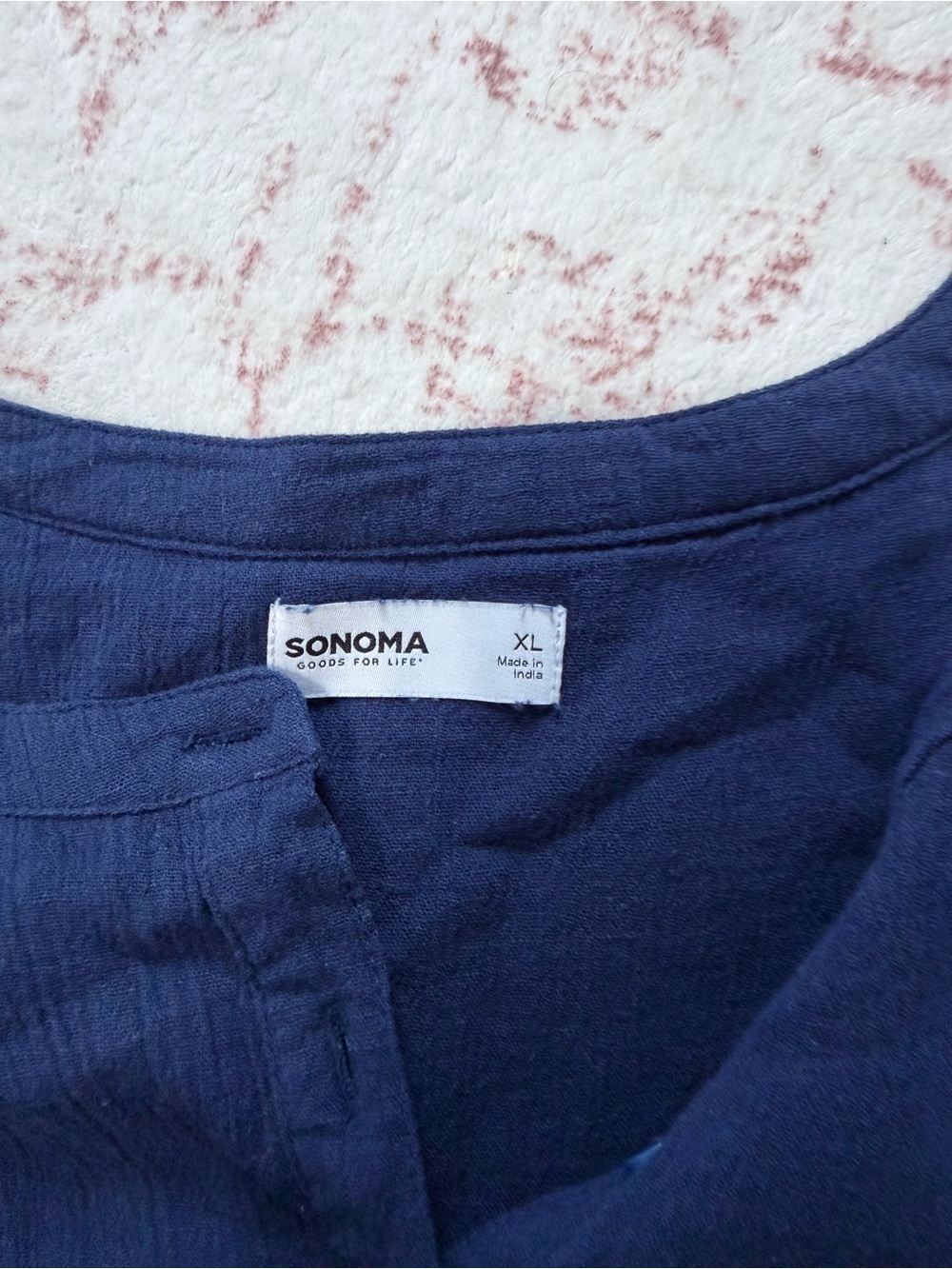 Sonoma Navy Button-Front Henley - Picture 2 of 3